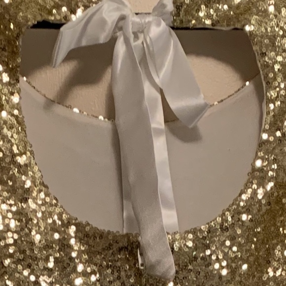 Gold Sequence Bodice with a White Satin, Tulle - Picture 8 of 8